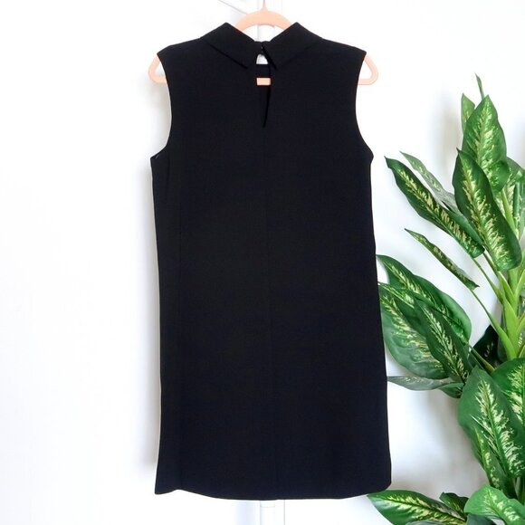 Anthropologie Dina Agam Black Crepe & Blue Lambskin Mock Sleeveless Shift Dress - Picture 8 of 16